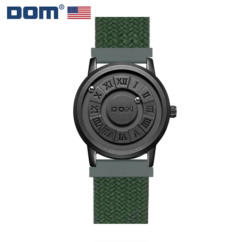 DOM Men's Magnetic Watch Fashionable and Cool Technology Magnetic Ball Watch Nylon Woven Strap Waterproof Magnetic clasp Watch