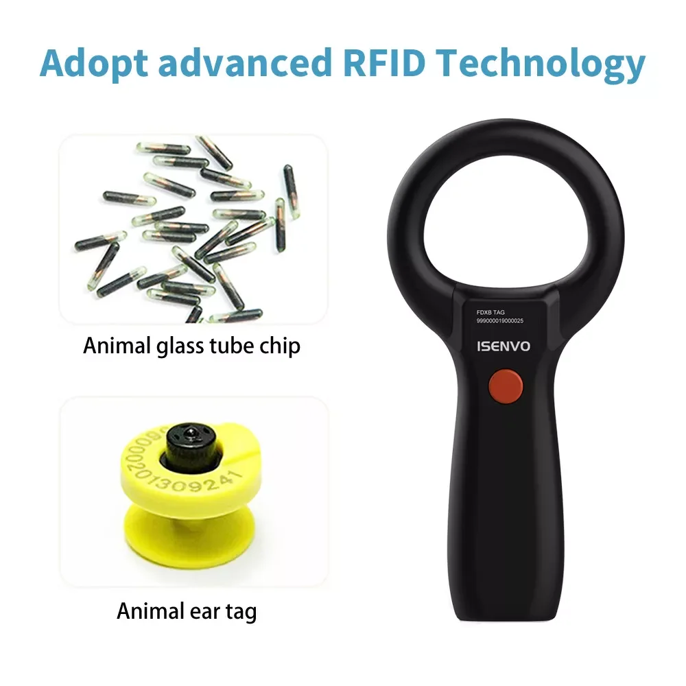 Universal 134.2 KHZ Pet Microchip Scanner, Animal RFID ID Handheld Reader FDX-B ISO For Cat Dog Pig And so on