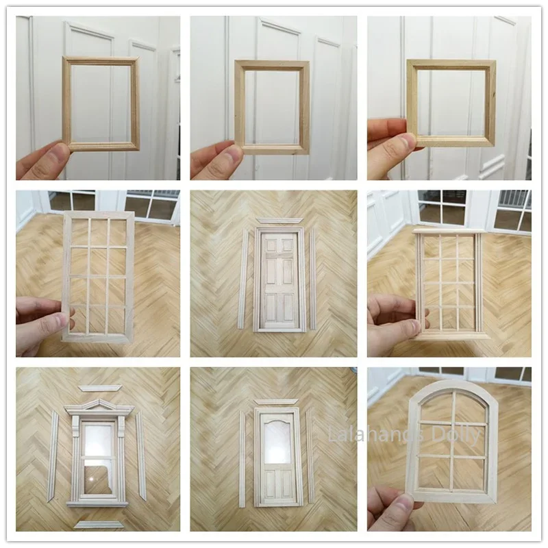 1:12DIY Dollhouse Craft Boutique Mini Door Window Stair Photo Frame for Doll House Living Room Kitchen Furniture Decoration