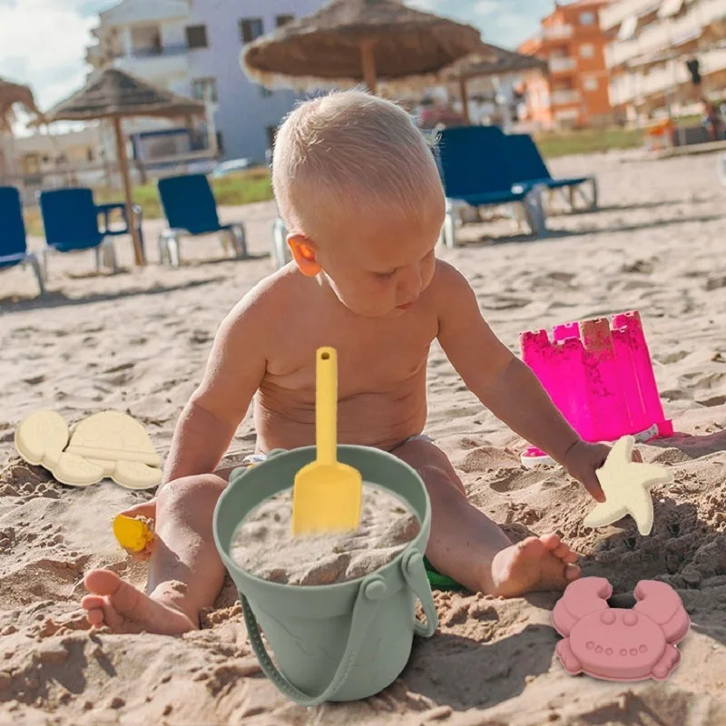 Children’s Silicone Beach Toy Set – Shovel, Portable Bucket, Durable Sand Digging, and Storage Tool for Outdoor Parent-Child Fun Beach games & Inflatables Beach Toys and Leisure Accessories