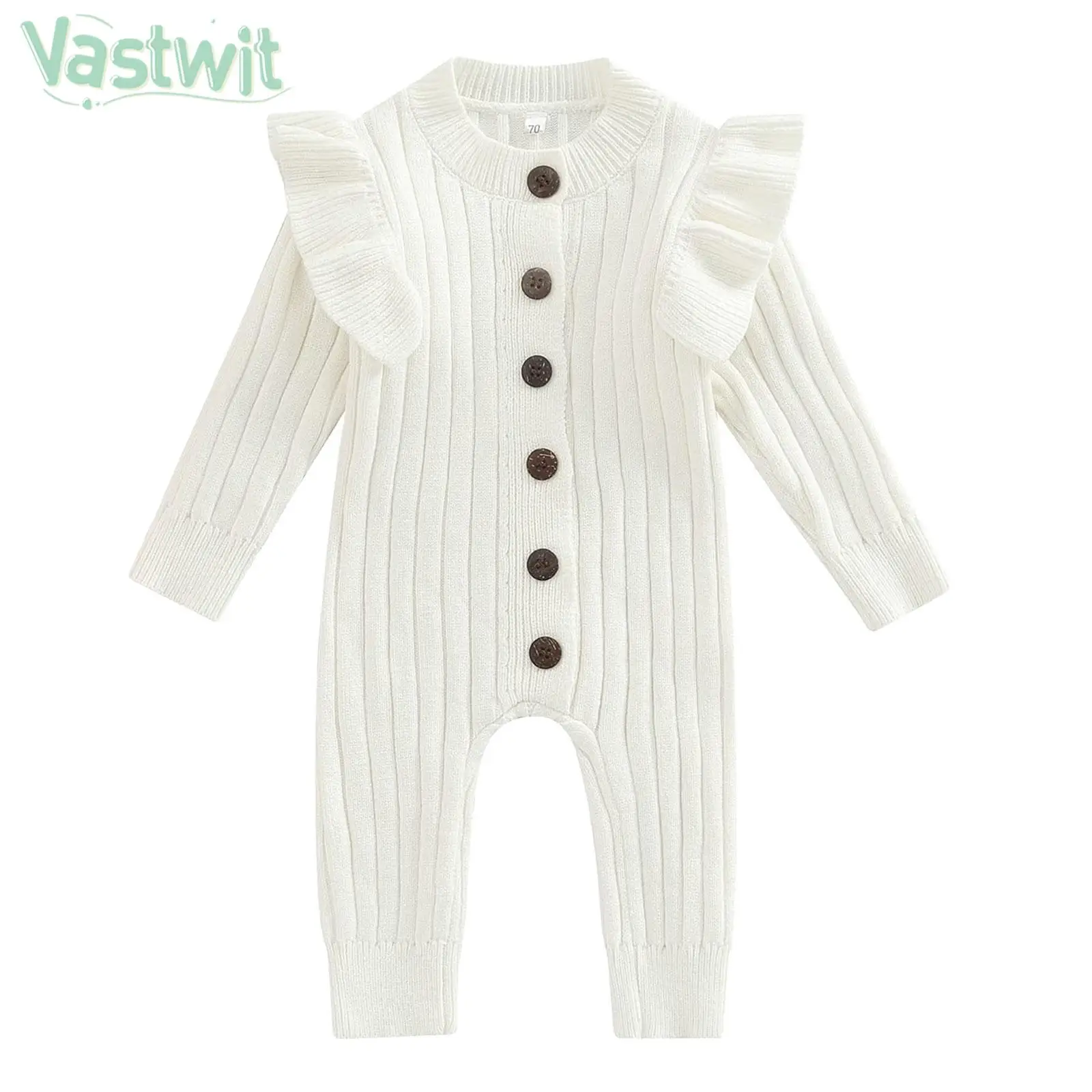 

Infant Girls Casual Sweater Rompers Autumn Winter Warm Bodysuit Long Sleeve Solid Ribbed Knitted Jumpsuit Daily Wear Homewear