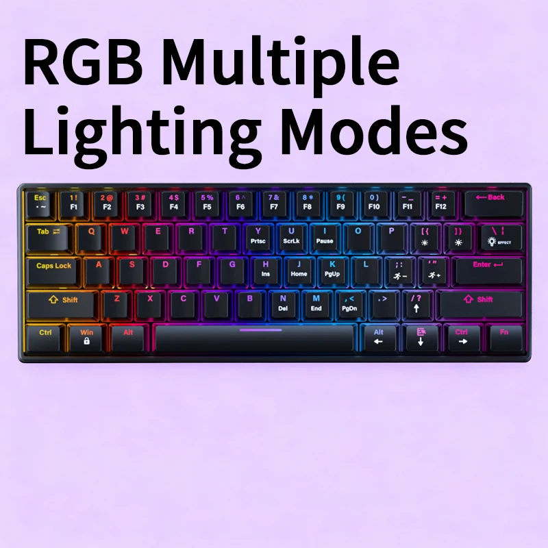 Ultra-Compact RGB Backlit Gaming Keyboard - 61-Key Mini Design