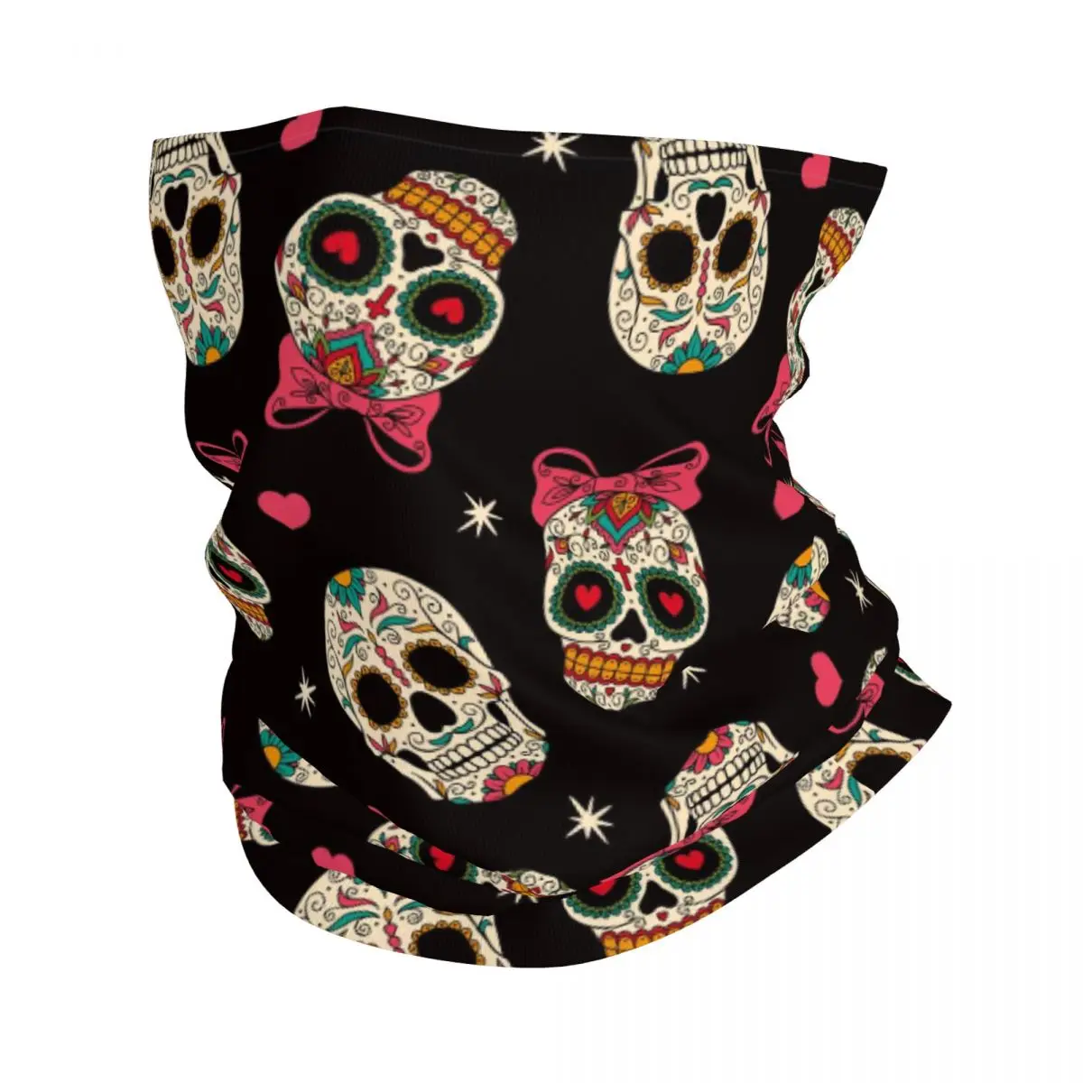 

Sugar Skull Bandana Neck Gaiter Printed Mexican Style Face Scarf Warm Balaclava Running Unisex Adult Windproof