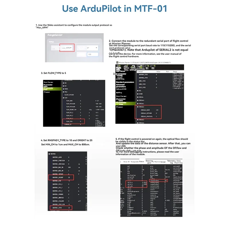 Leading-MTF-01 Micoair 광학 흐름 및 Lidar 센서 모듈 PX4용 UAV 포지셔닝 모듈