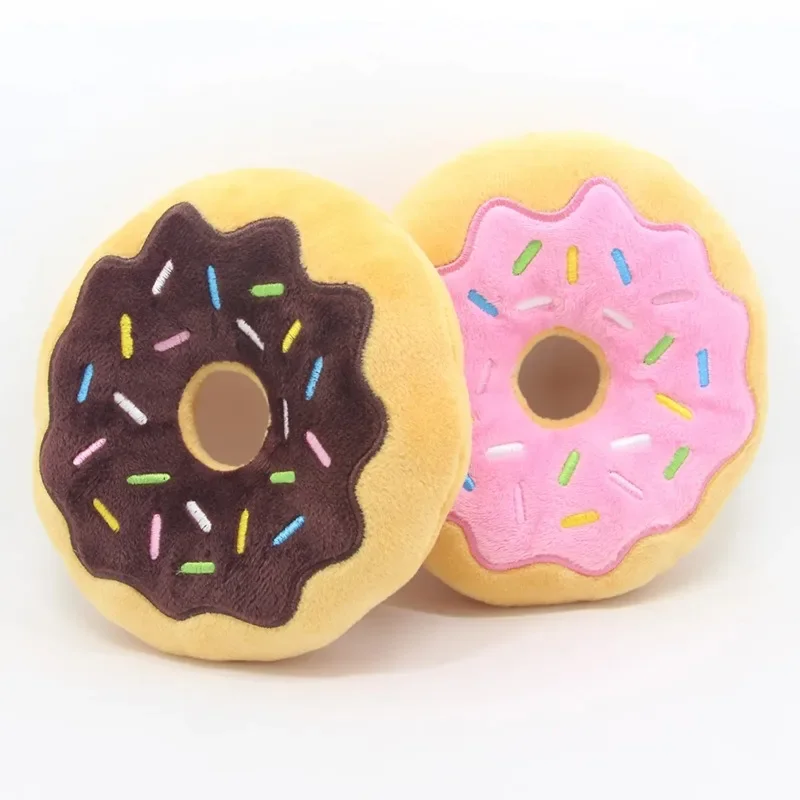 Dog Toys Donut Plush Soundmaking Cute Toy Pets Dog Squeaky Sound Funny Interactive Bite-Resistant Chew Biting Teeth Grinding 2