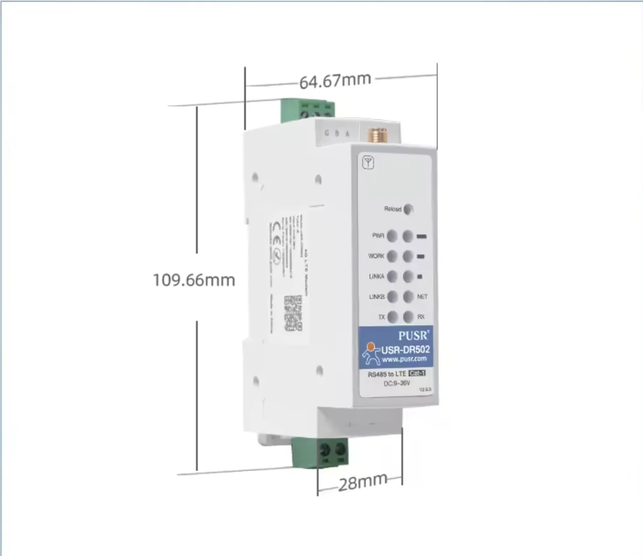 USR-DR502-E Europe HTTP MQTT GSM SMS 4G LTE Cat 1 Modem Support IoT Platform