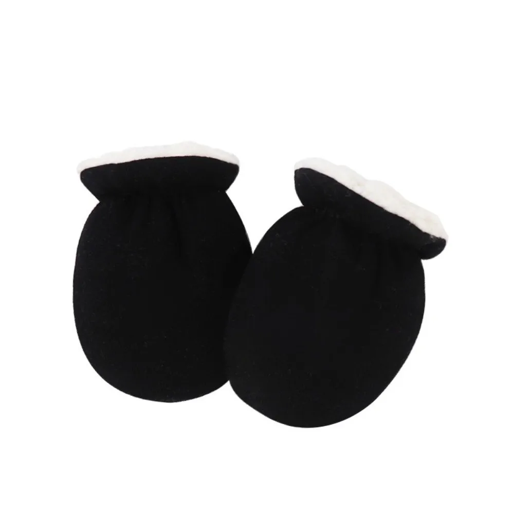 Warm Wool Furry Newborn Mittens Simplicity Solid Color Warm Thicken Toddler Gloves Anti-scratch Face for 0-1 Years Baby Gloves