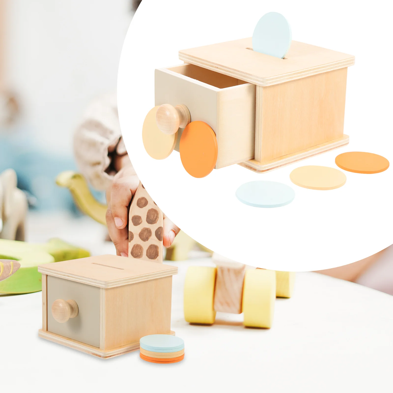 

Montessori Coin Box Toys Object Permanence Toys Baby Toddlers Wooden Montessori Coin Drop Toys Developmental Toys Imbucare