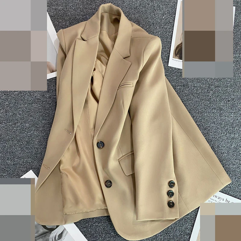 Pink casual small suit jacket women\'s design  niche loose top spring and autumn student suit women  blazer feminino