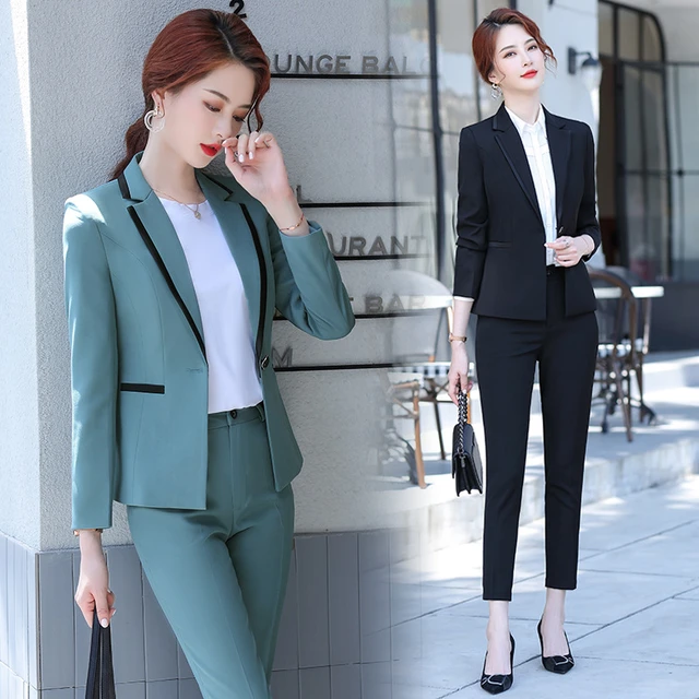 Ropa Formal para mujer, trajes de negocios para mujer, moda de negocios  coreana, traje de temperamento, novedad de otoño 2019 - AliExpress