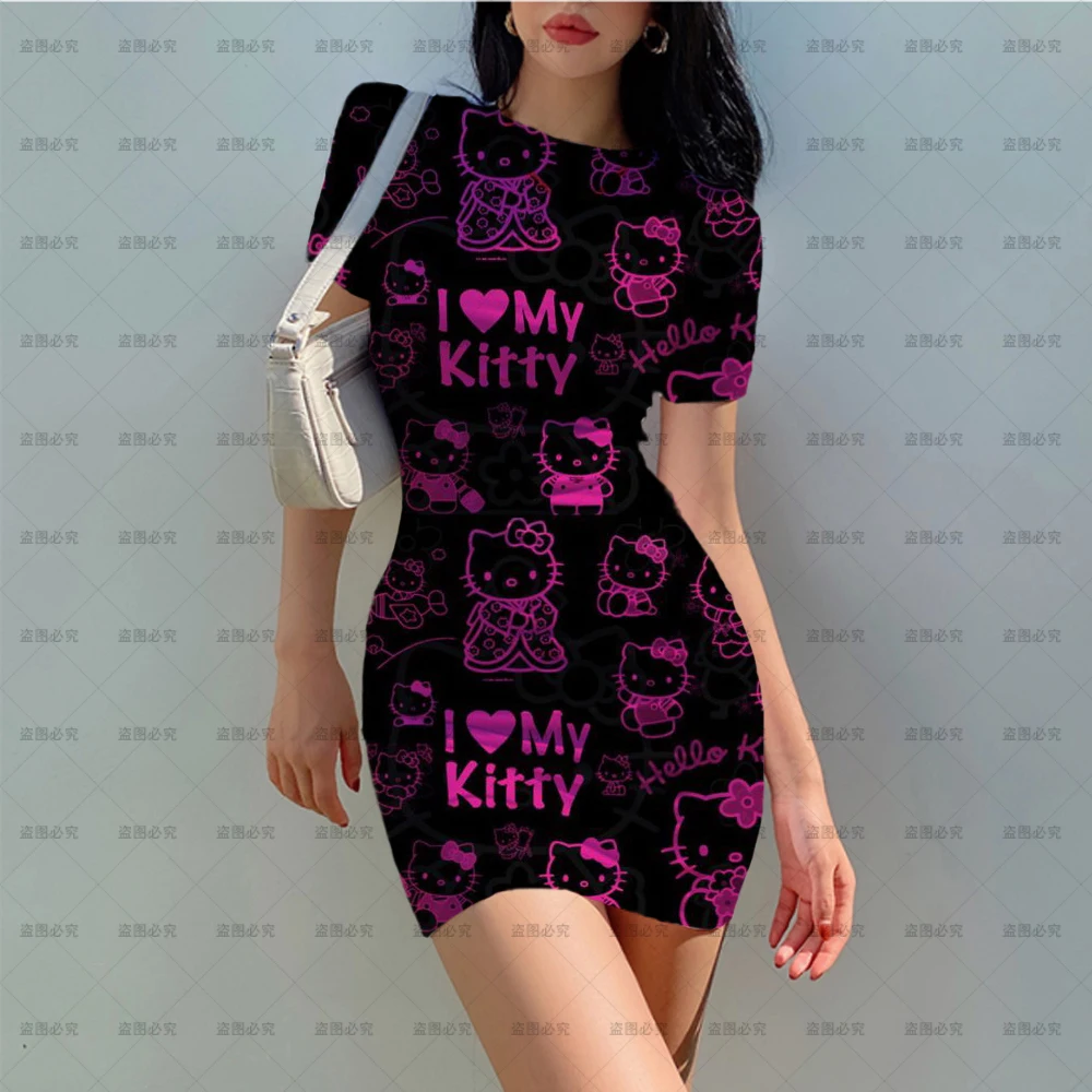 Cool Summer Breeze Tight Fitted Hello Kitty Women's Dresses