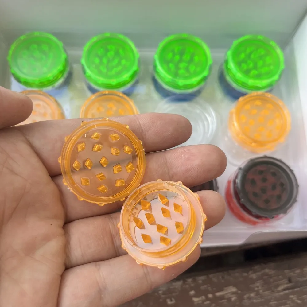 Herb Grinder Tobacco Grinder Manual Spice Grinder 48Pcs/Pack 35MM 2Layers Plastic Pepper Mill Spice Crusher Hand Muller Smoking Grinder Mixed Color