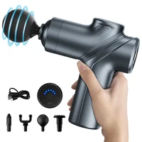 Deep Tissue Mini Massage Gun Muscle Percussion Massager for Athletes 4 Massages Head and 6 Speeds Grey
