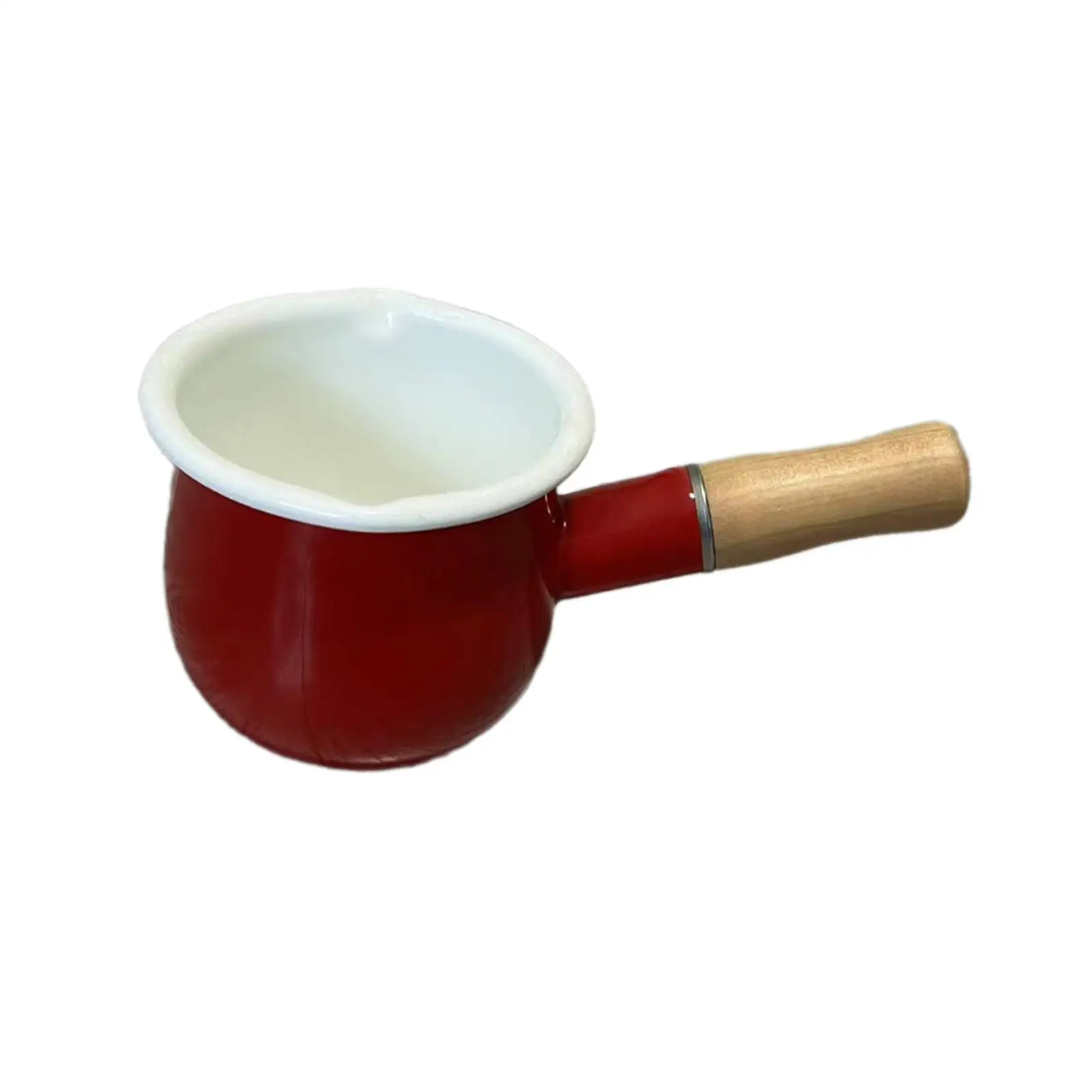 500ml Mini Milk Pan Coffee Milk Warmer Multipurpose with Wooden Handle for Tea Coffee Boiling Water Melting Butter Heating Milk