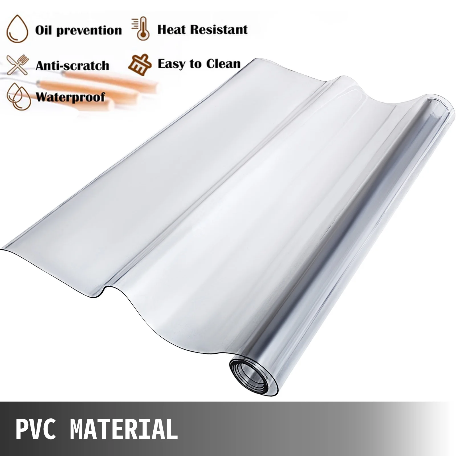 VEVOR PVC Tablecloth Transparent Table Cloth 1.5mm 2mm Waterproof Oilproof Plastic Soft Glass Protector Cover for Dining Table plastic tablecloth