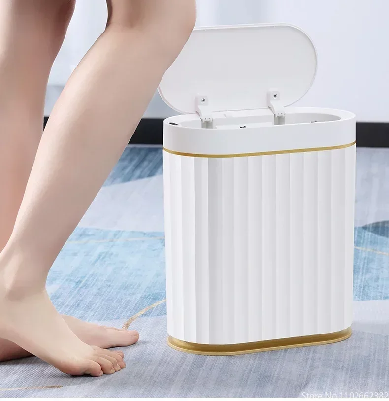 7L 스마트 센서 쓰레기통 욕실 조명에 대 한 주방 쓰레기 주석 럭셔리 전기 가족 거실 균열 패션 쓰레기통