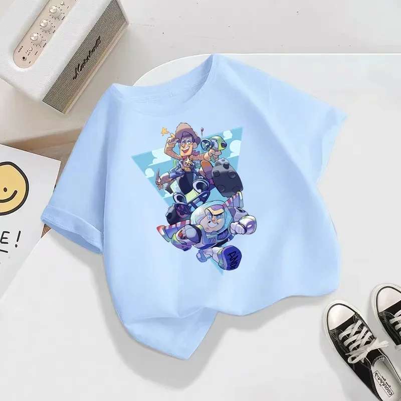 Girls' Toy Story Summer Sports T-Shirts Kids' Short Sleeved Clothing 3-14 Years Old Baby Boys' Casual Sportswear Outdoor 6