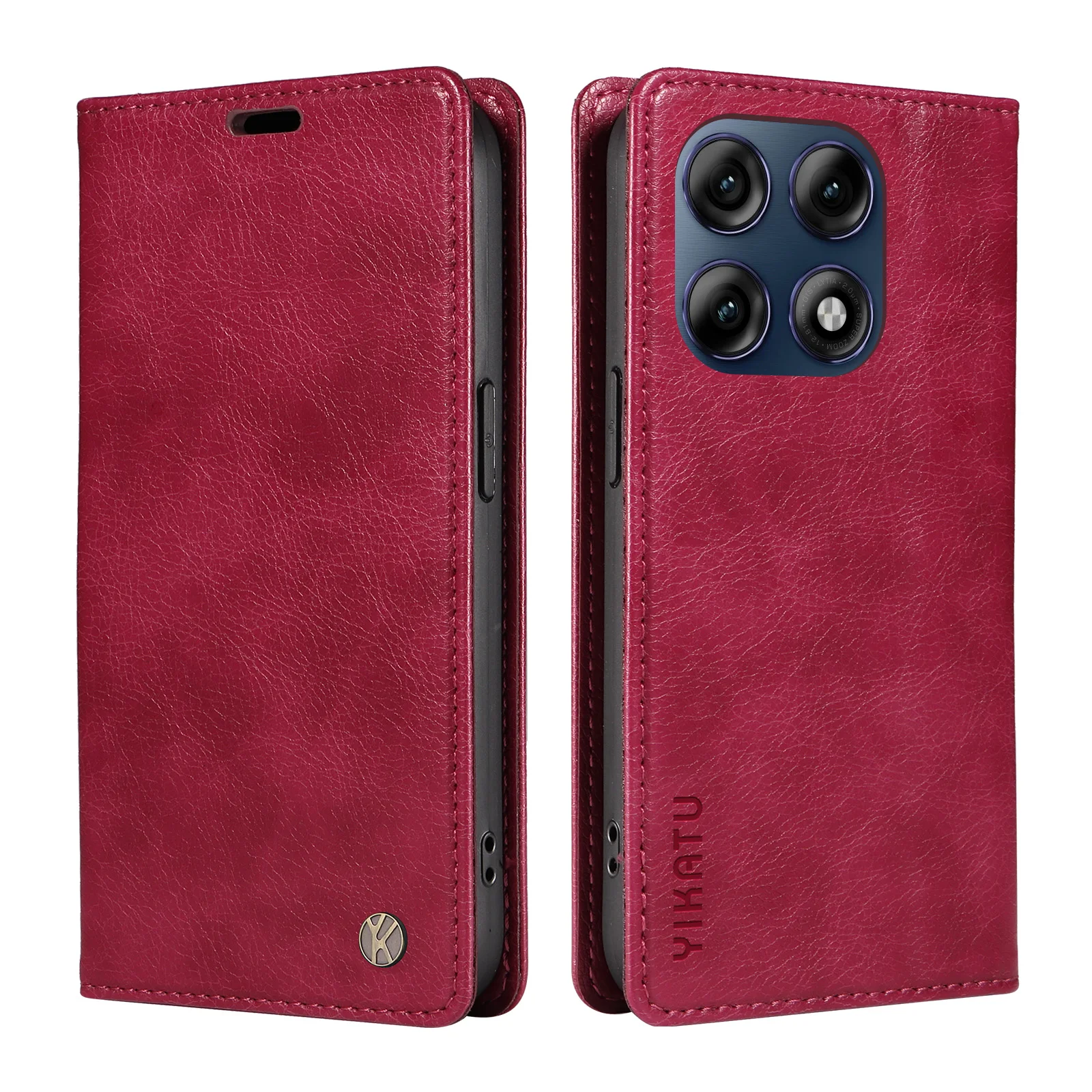 Elegant Leather Wallet Magnetic Flip Case with Lychee Grain Card Holder