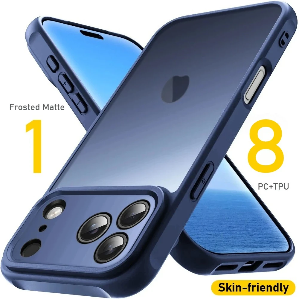 Luxury Frosted Translucent Shockproof Phone Case - Skin Feel Solid Color Protector Cover