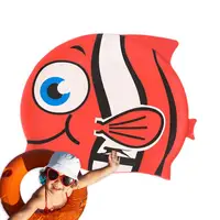 Children Elastic Swimming Hats Stretchy Swimming Hat In Cartoon Fish Shape Soft Silicone Swim Bathing Caps For Swimming Lessons 1