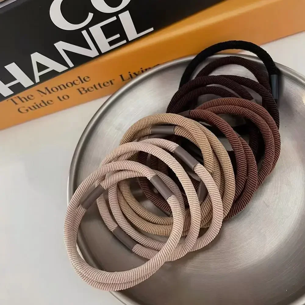 Set of 10 Durable Screw Thread Pattern Elastic Hairbands