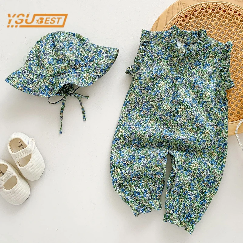 

Summer Toddler Baby Girls Romper Sleeveless Printing Jumpsuit Sweet Newborn Kids Baby Girls Rompers 0-3Yrs