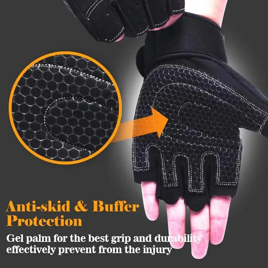 Ventilated Gym Workout Gloves with Wrist Support and Full Palm Protection