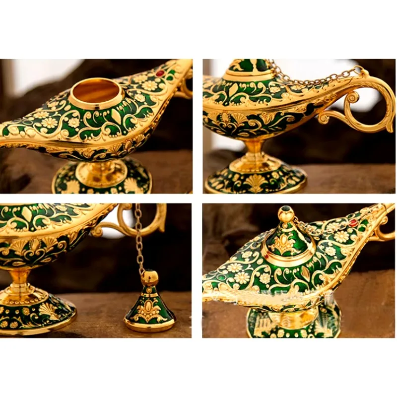 Large/small size Genie Magic Lamp Aladdin European Ornament Vintage Home Russian Ing Lamp Metal Decoration Crafts Home Decora