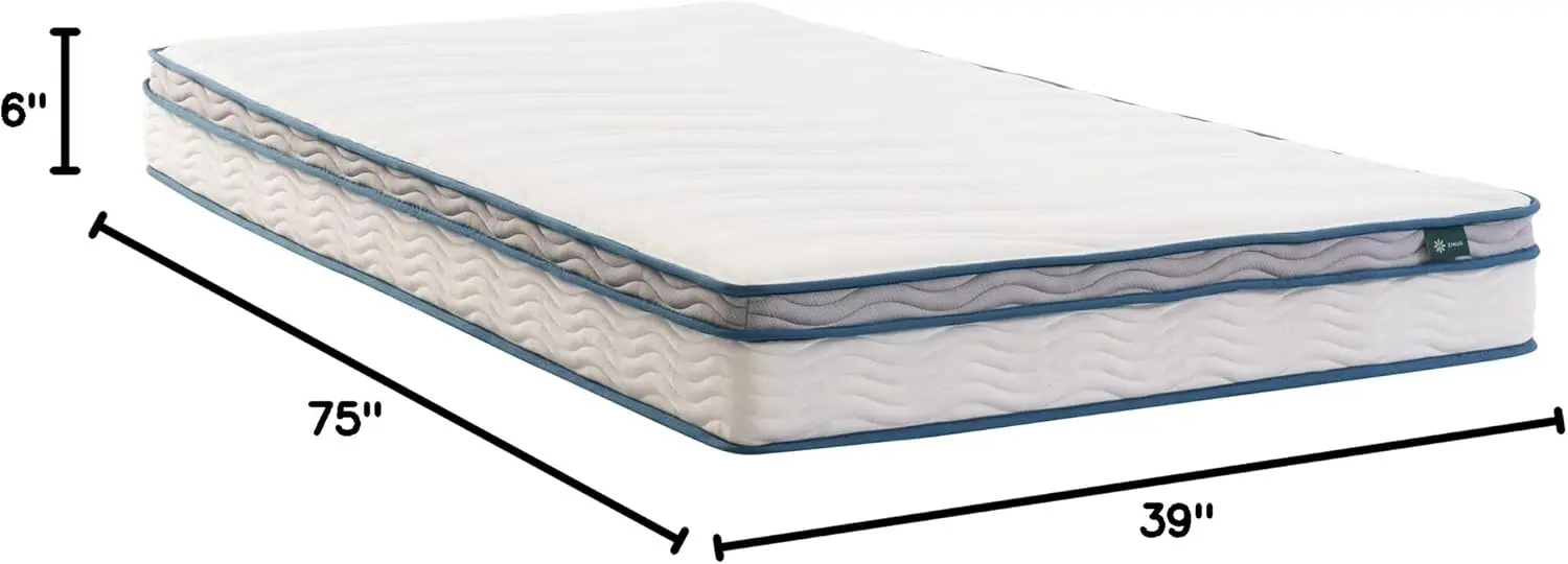6 Inch Spring Sensation Hybrid Mattress [New Version], Medium Firm Feel, Fiberglass Free, Mattress in A Box, Twin 2