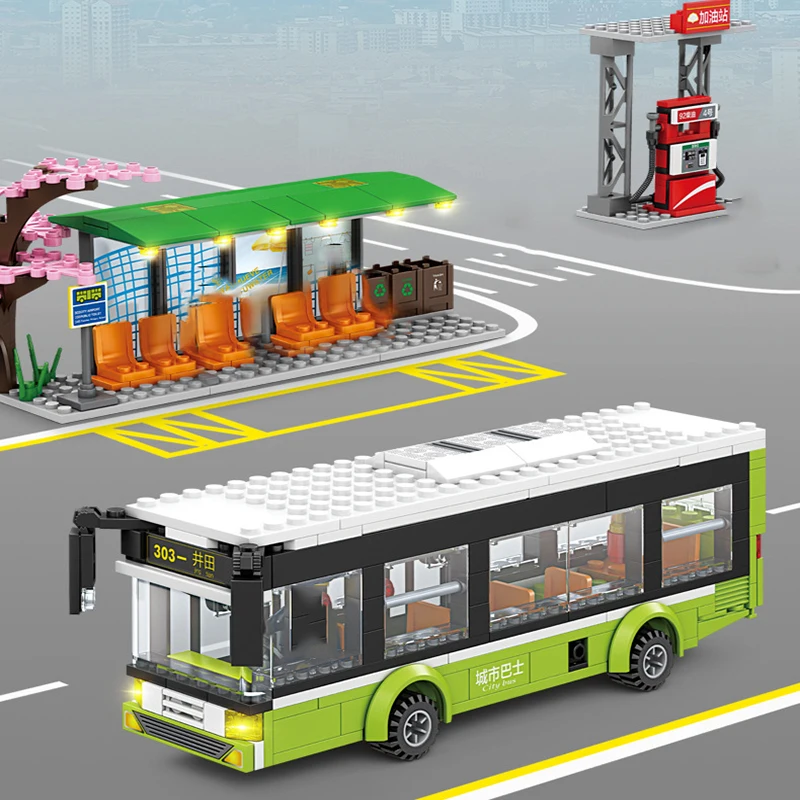 Bus City UK London Building Blocks School Vehicle Friends Wedding Car Traffic Bricks Double Station Girls Gifts Technique Toys