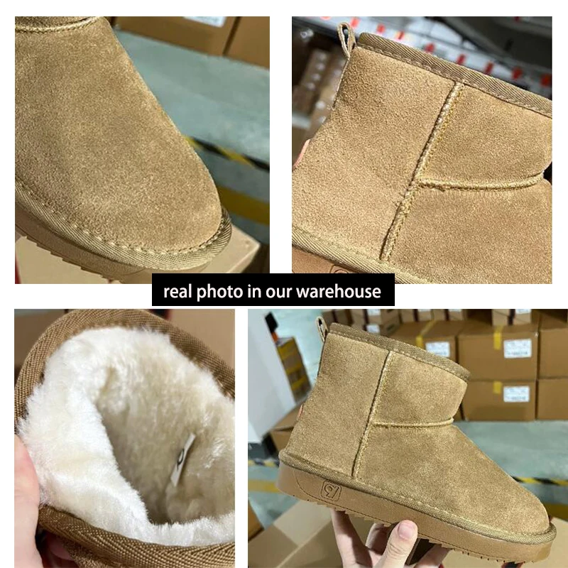ZUZI Women's Snow Boots Cow Leather Fur Women Top High Quality Australia Boots Winter for Women Warm Botas Mujer