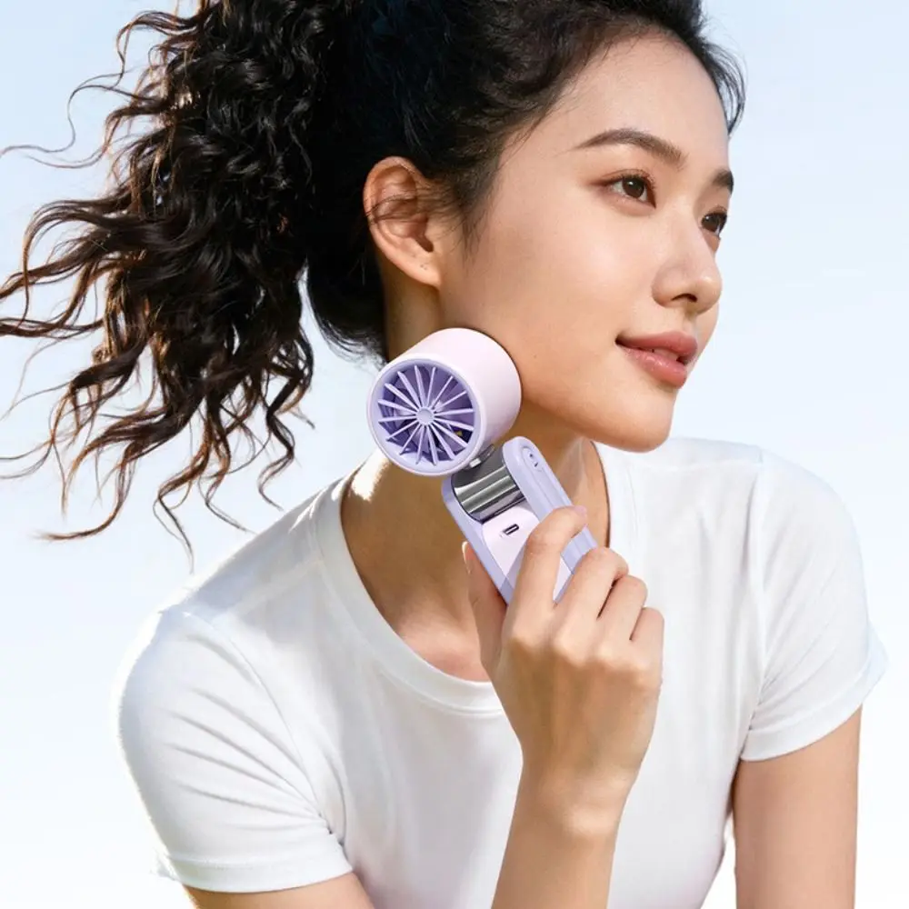 Compact Foldable Handheld Fan with Digital Display and Silent Operation