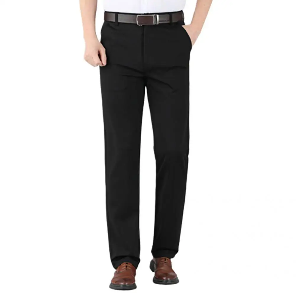 

Business Trousers All Match Dress Pants Quick Drying Solid Color Chic Deep Crotch Loose Men Dress Pants