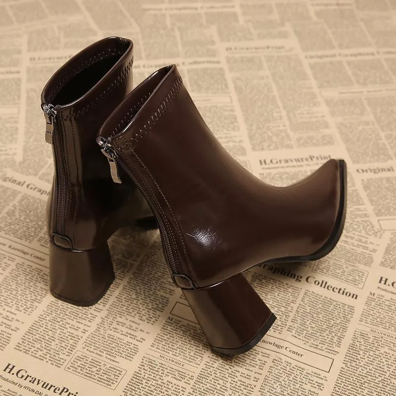 2025 New Women Trend Ankle Boots High Heels Autumn Elegant Outdoor Boots Comfortable Short Designer Shoes Women Zapatos De Mujer