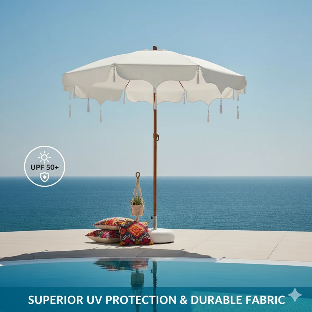Outdoor Patio Shade Canopy Decorative Garden Sun Umbrella with Stylish Features for Sun Protection 4