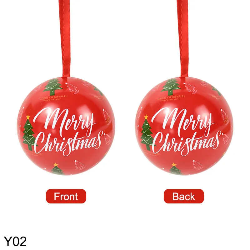 thumbnail image 1 of 1/2 piezas de caja de dulces de bola de Navidad, caja de hojalata de alce de Papá Noel, caja de embalaje de regalos de dulces, colgantes para decoración navideña de Año Nuevo 2025, 1 of 5