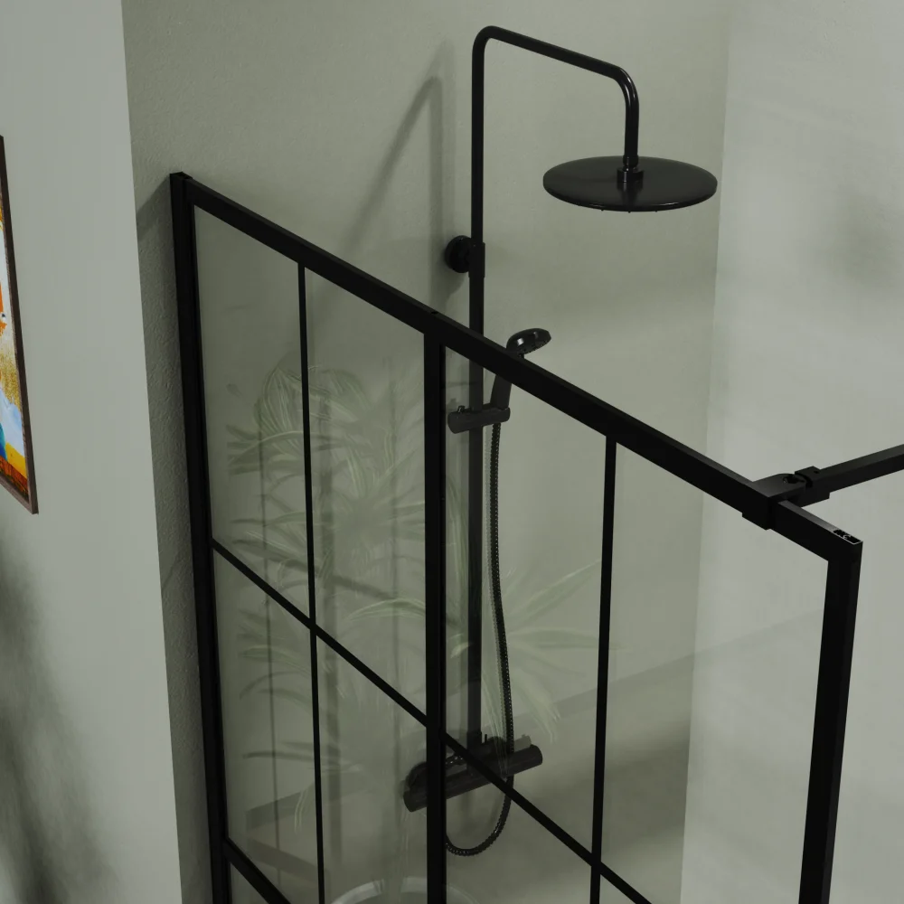 46" X 72" Shower Screen Walk-in Wet-room Black 3