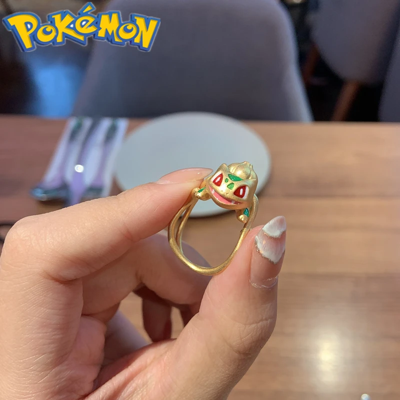 

Pokemon wonderful frog seed ring fun couple small gift finger decoration Japanese animation peripheral role-playing props