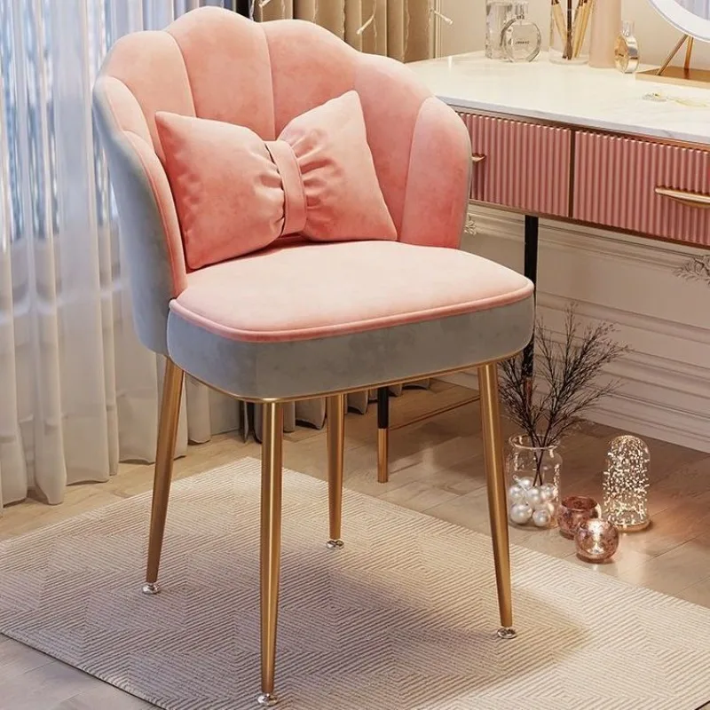 

Cosmetic Simple Internet Celebrity Stool Backrest Girls' Bedroom Dressing Nail Scrubbing Light Luxury Household Petal Chair