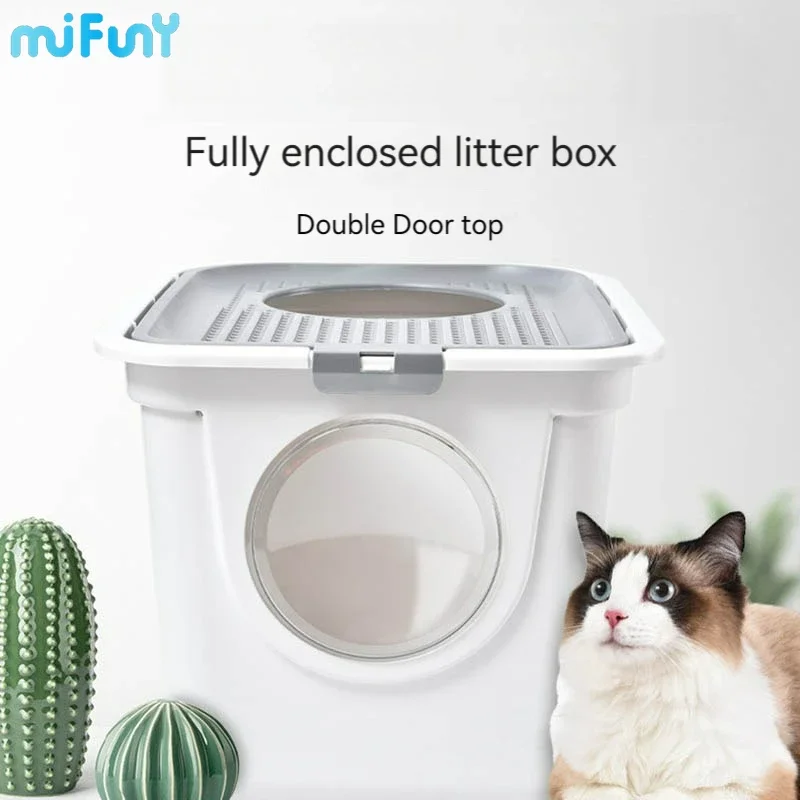 

MiFuny Cat Litter Box Fully Enclosed Double Opening Anti Splash Separable Cat Litter Drawer Cat Toilet Deodorant Pet Products