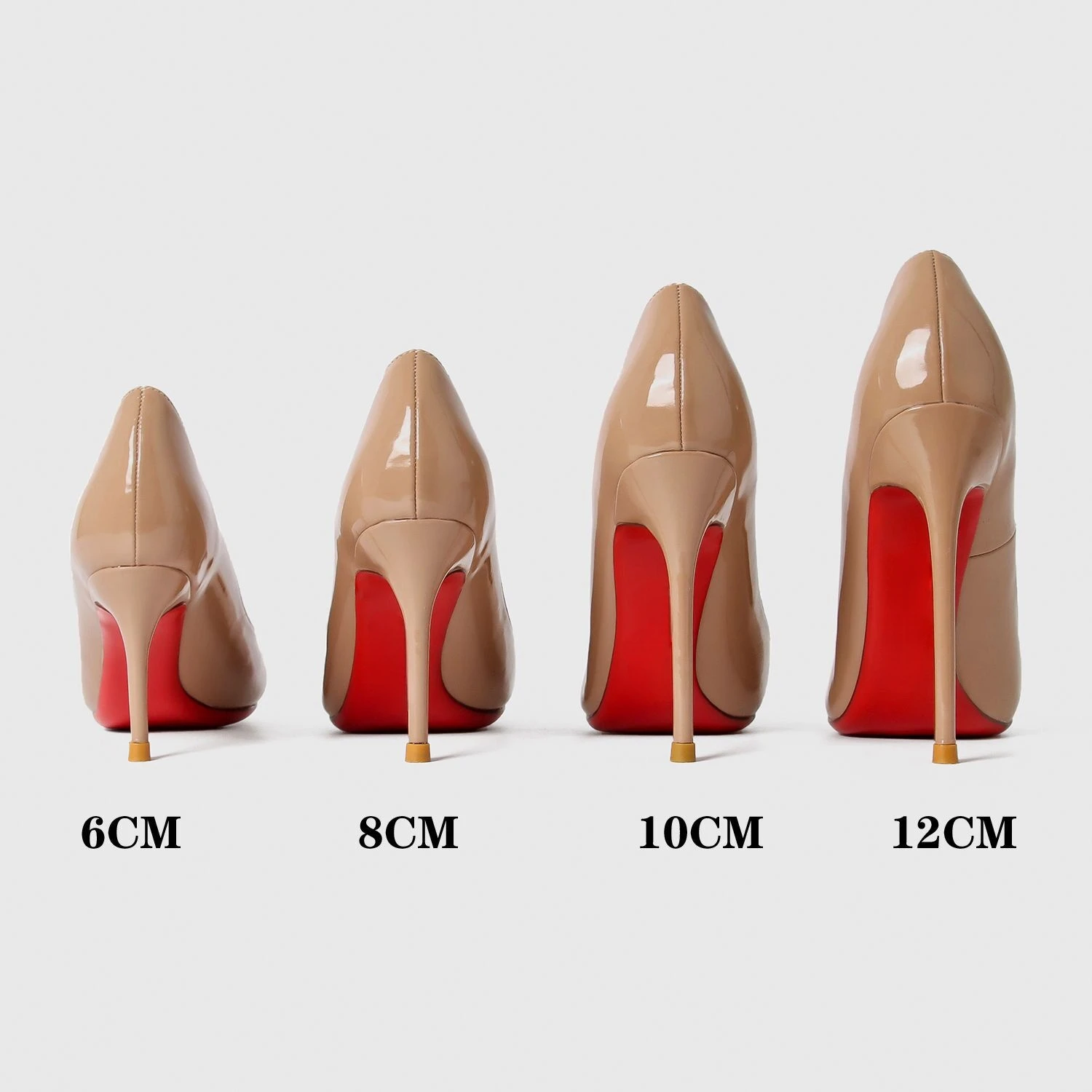 

High Heels Red Bottoms Women Pumps 8cm 10cm 12cm Thin Heel Pointed Toes Nude Black Patent Leather Summer Woman Pumps 34-44