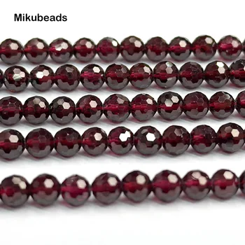 Natural AAA Brazil Red Garnet 5mm Faceted Round Beads Shinny Stone For Jewelry Making DIY Bracelet Necklace Strand Woman 1