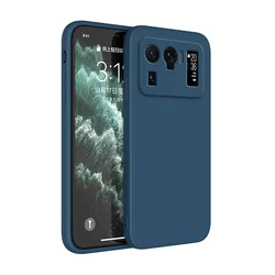 Candy Color Liquid Silicone Luxury Phone Case - Soft Protective Cover with Straight Edge Design for Xiaomi 11 Lite NE (Blue)