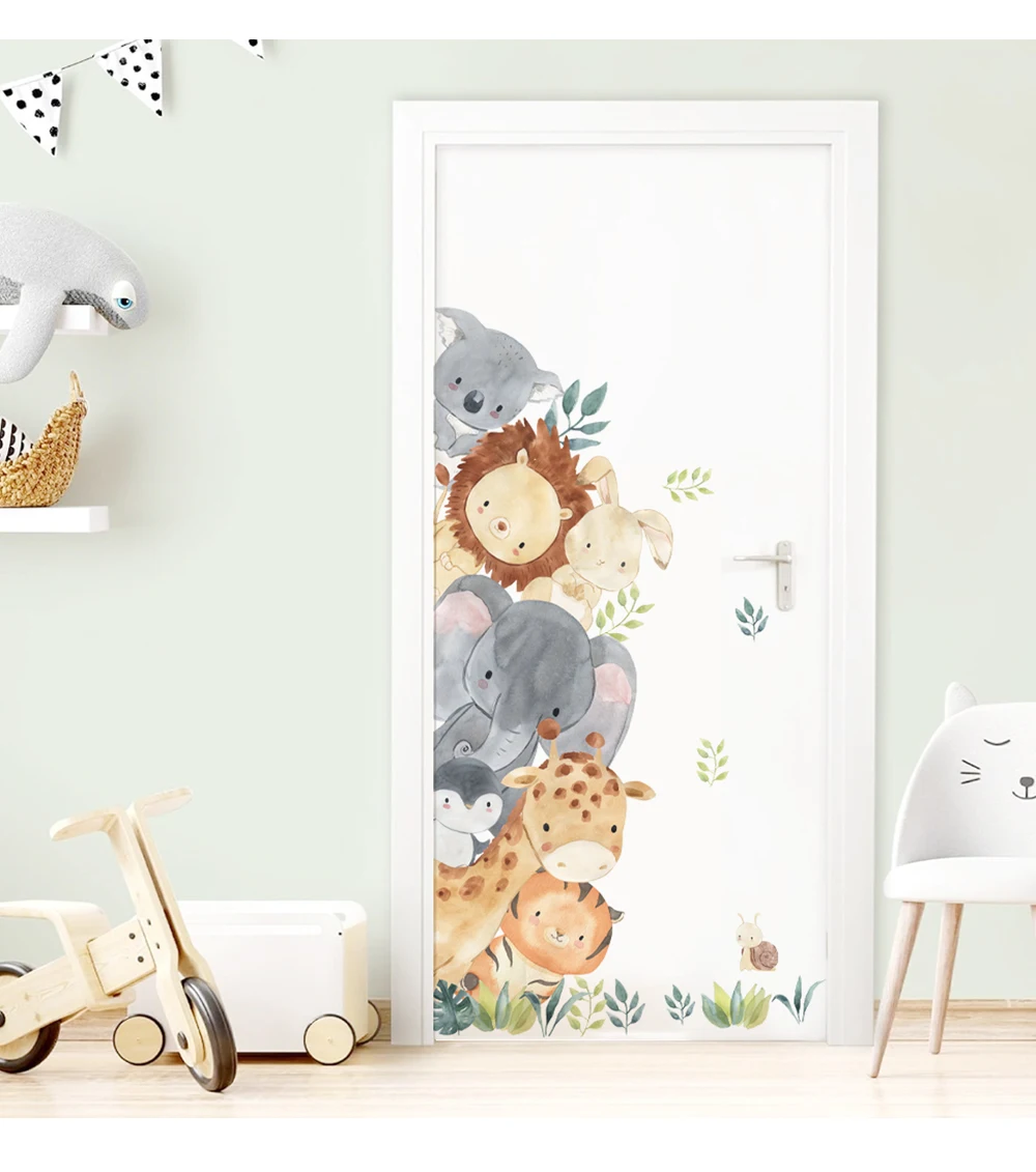 Description Picture 5 of itemCute Cartoon Peep Animals Wall Stickers for Kids Room Elephant Giraffe Tiger Waterproof Vinyl Decal  Bedroom Door Wall Sticker