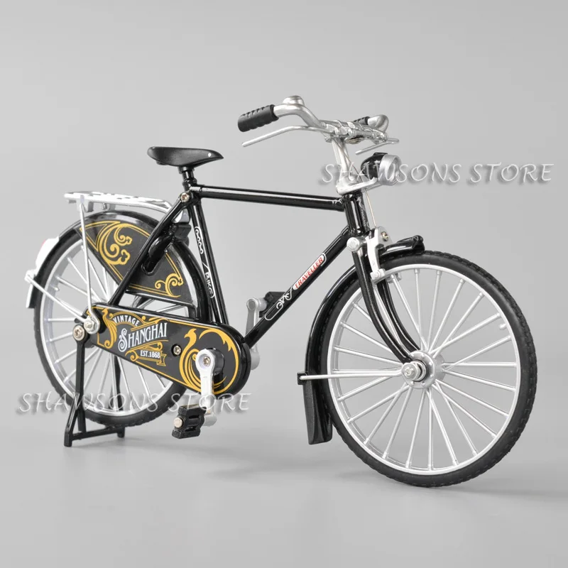 1:10 Scale Diecast Metal Model Retro Bicycle Toys Vintage Urban City Bike Men\'s Miniature Replica Collectible