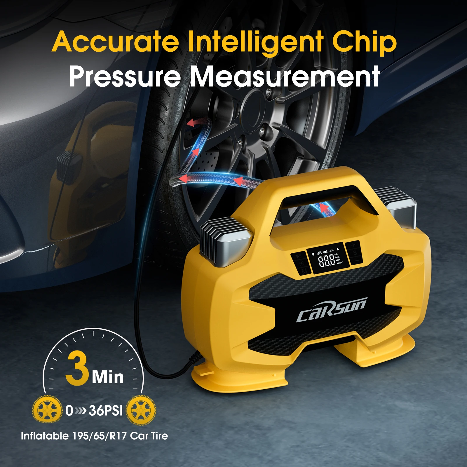 مضخة هواء Carsun سلكية عالية الطاقة ثنائية الأسطوا...