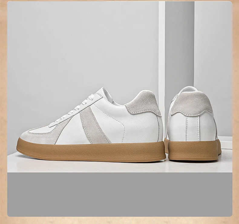 Elevator Sneakers For Women&Men Shoes Genuine Leather Height Increasing Shoes Lace Up Trainers Ladies Flat Shoes For Men