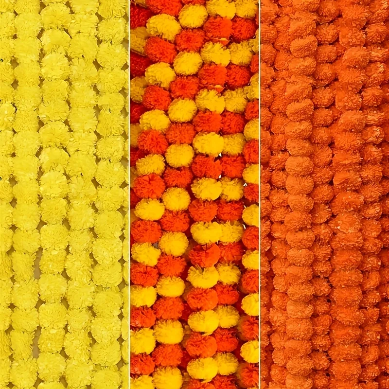 1 Stück Ringelblumengirlande zur Dekoration, künstliche Ringelblume, Diwali, indische Hochzeit, Mexiko, Dia De Los Muertos, Halloween-Dekorationen – Detail 3