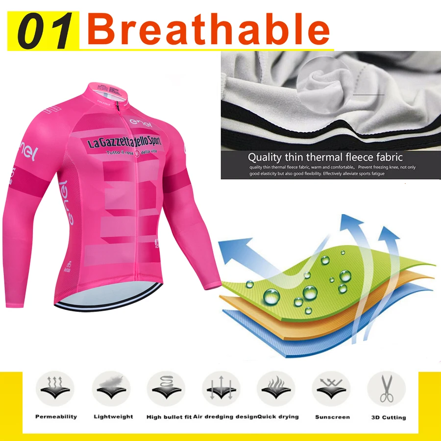 Tour De Italy D'ITALIA Cycling Clothes Men's Blouse Uniform Costume Bike Fleece Jersey Sports Set Pants Man Bicycle Clothing Bib 3