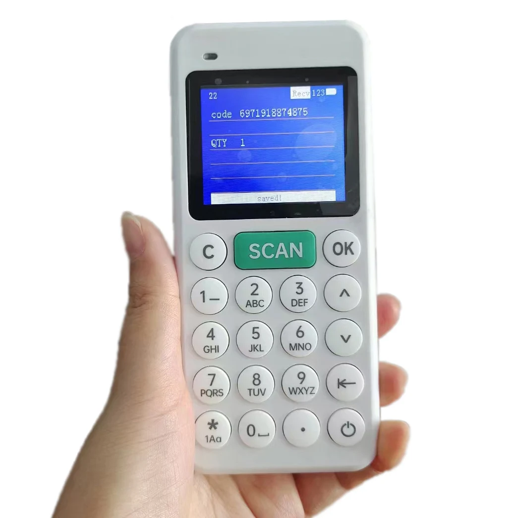 Portable 1D/2D QR Code Scanner Handheld Data Collector 2.4" LCD Screen Inventory Counter USB Receiver